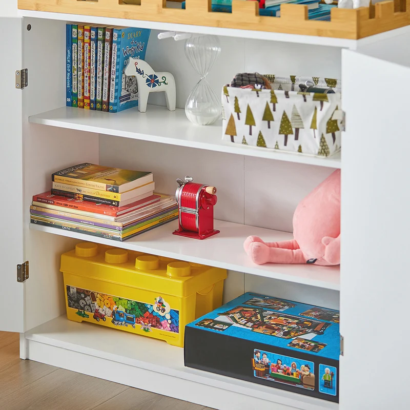 SoBuy KMB44-W Commode pour Enfants Étagère pour Chambre d'enfant avec Tableau Noir Bibliothèque Étagère à Jouets