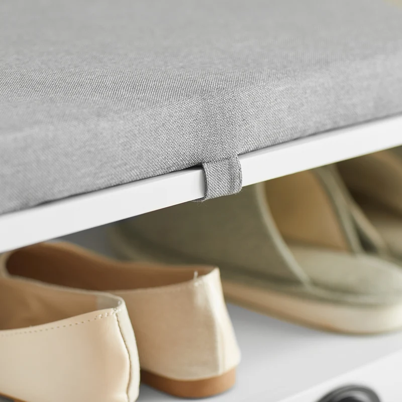 SoBuy FSR90-W Banc à Chaussures avec 2 Tiroirs et Assise pour Entrée Couloir – 110x35x47 cm, Blanc