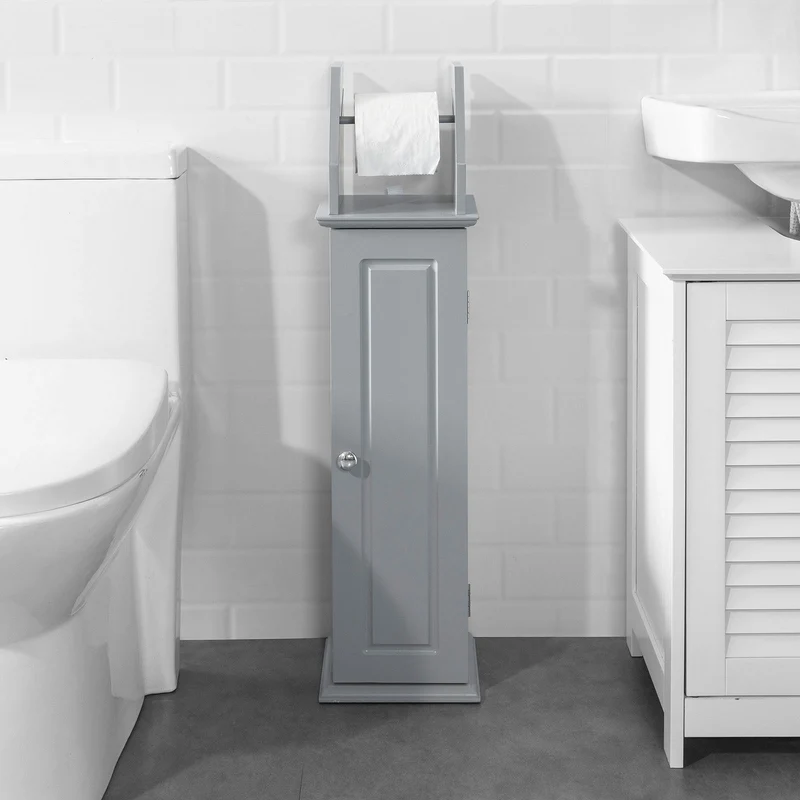 SoBuy BZR53-HG Support Papier Toilette Armoire Toilettes Porte Brosse WC