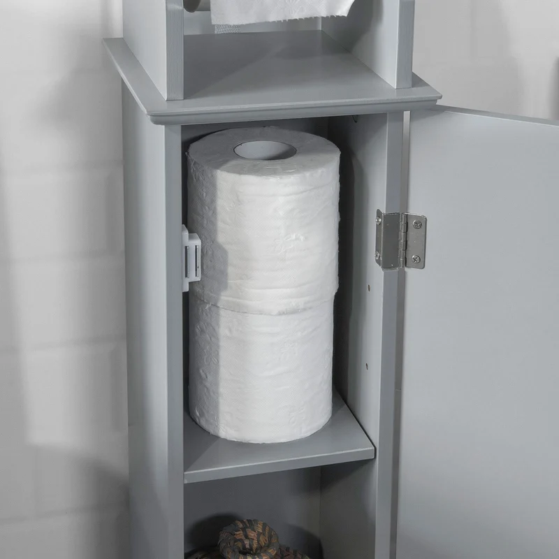 SoBuy BZR53-HG Support Papier Toilette Armoire Toilettes Porte Brosse WC