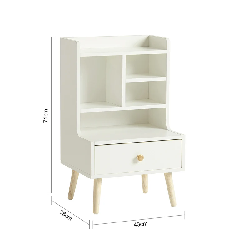 SoBuy FBT101-W Table de Chevet Table d'Appoint avec étagères de Rangement et tiroir – Blanc