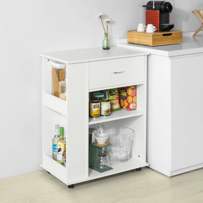 SoBuy FSB45-W Desserte Table d’Appoint Meuble de Rangement avec Tiroir et 4 Compartiments