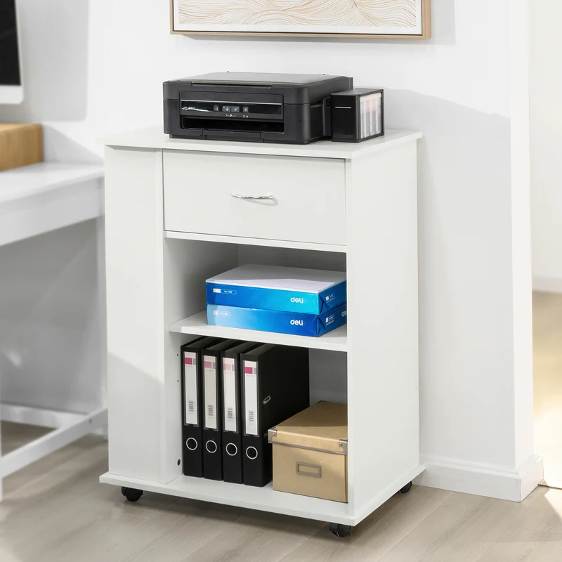 SoBuy FSB45-W Desserte Table d’Appoint Meuble de Rangement avec Tiroir et 4 Compartiments