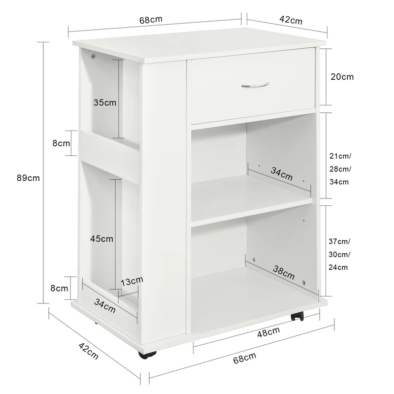 SoBuy FSB45-W Desserte Table d’Appoint Meuble de Rangement avec Tiroir et 4 Compartiments
