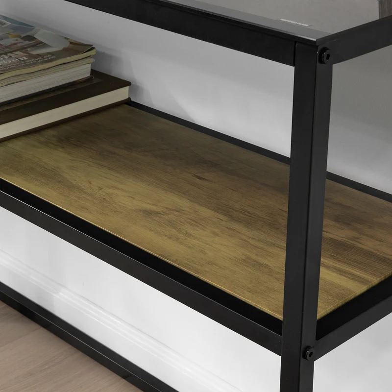 SoBuy FSB43-SCH Table Console avec Surface en Verre Table d'Entrée en Métal Table Décorative Buffet