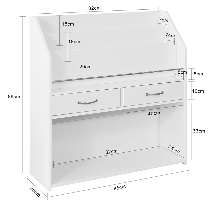 SoBuy KMB39-W Bibliothèque Enfants Étagère à Livres Étagère de Rangement pour Livres et Jouets avec 2 Tiroirs