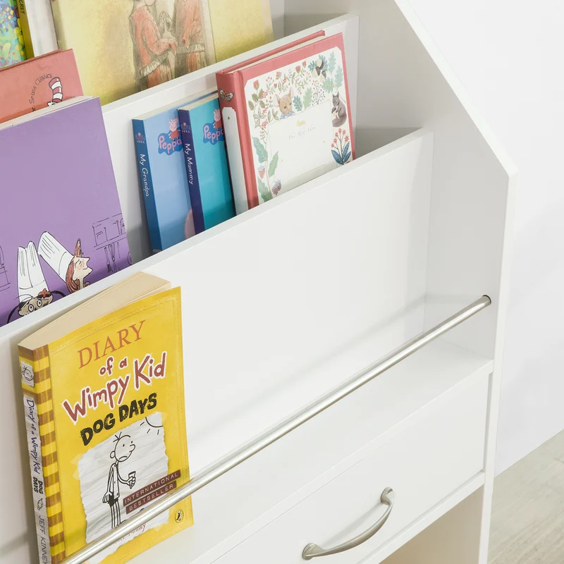 SoBuy KMB39-W Bibliothèque Enfants Étagère à Livres Étagère de Rangement pour Livres et Jouets avec 2 Tiroirs