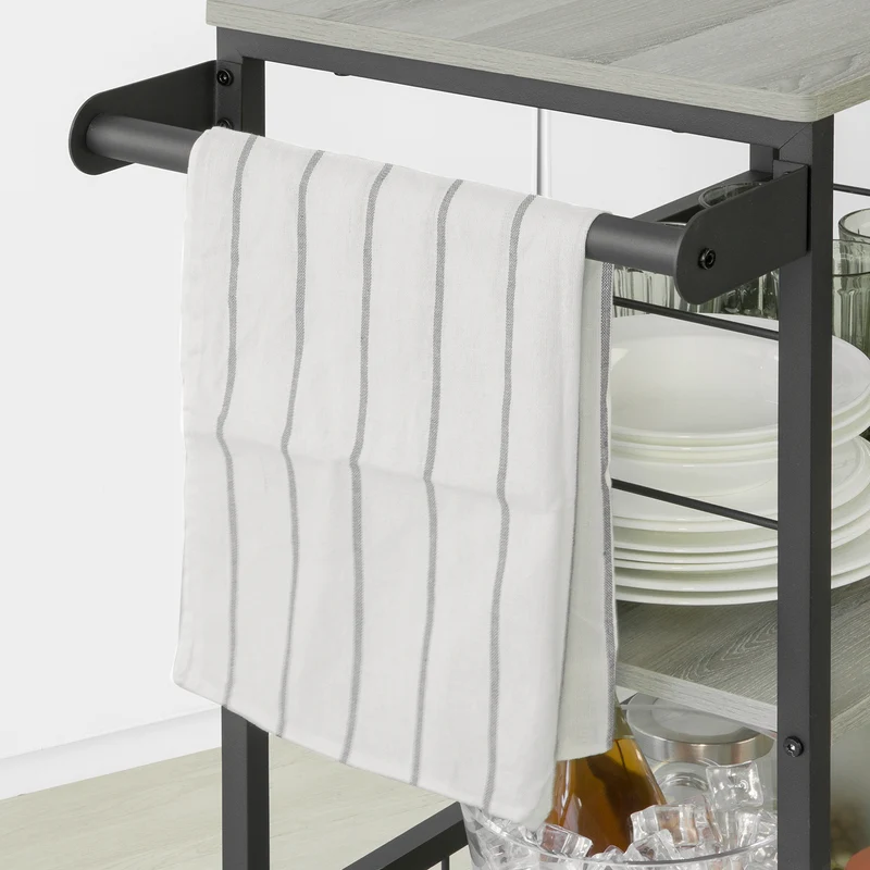 SoBuy SVW16-HG Chariot de Bar Desserte de Style Industriel, pour Four à Micro-Ondes, avec 3 étagères et 1 poignée