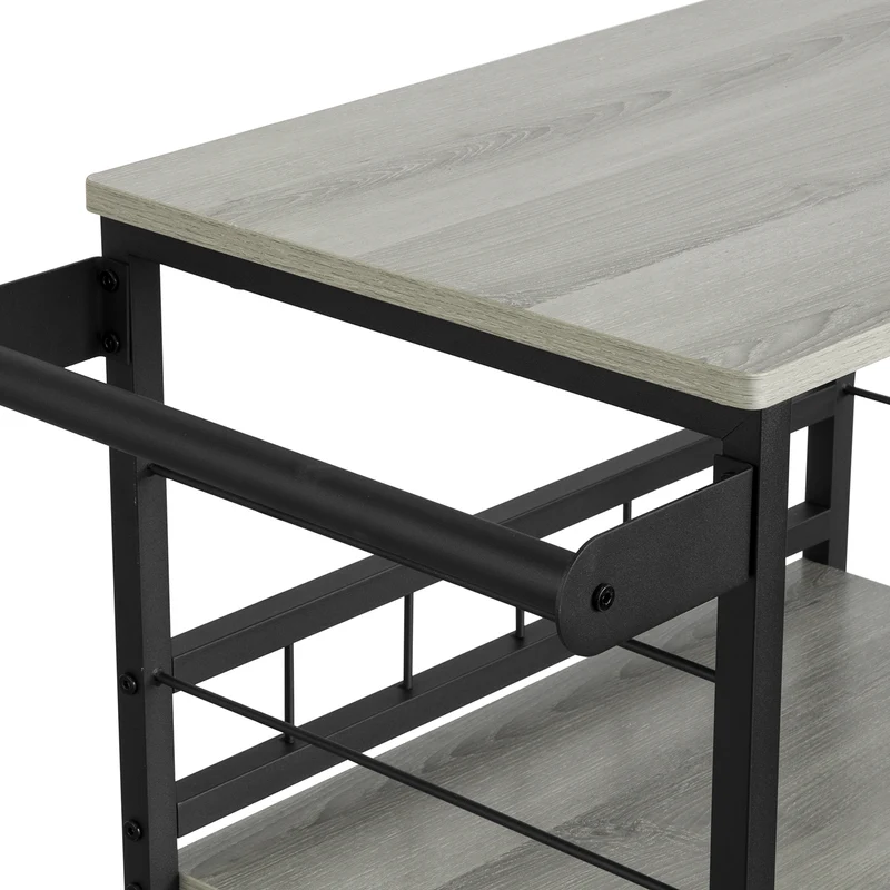 SoBuy SVW16-HG Chariot de Bar Desserte de Style Industriel, pour Four à Micro-Ondes, avec 3 étagères et 1 poignée