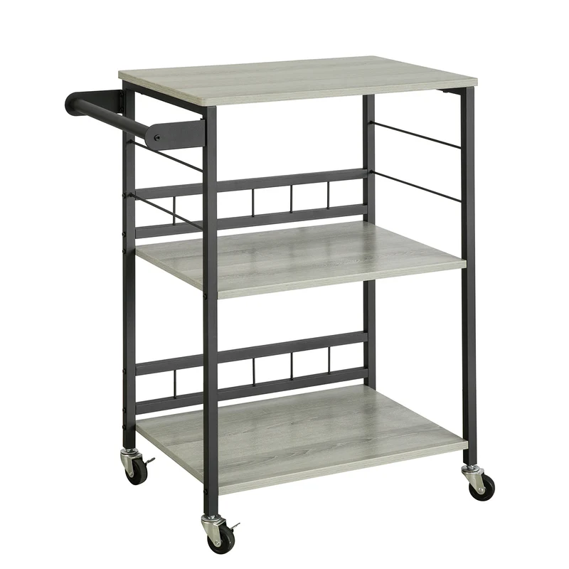SoBuy SVW16-HG Chariot de Bar Desserte de Style Industriel, pour Four à Micro-Ondes, avec 3 étagères et 1 poignée
