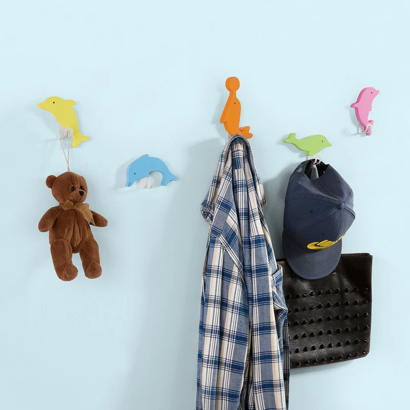 SoBuy FHK04-F Set de 5 Crochets Décoratifs Dauphins Design Patères Porte-clés
