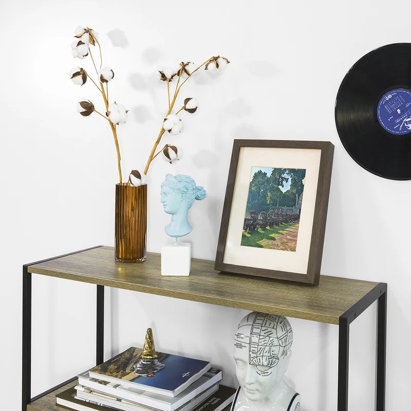 SoBuy FSB40-T Table Console Meuble d'entrée avec 2 tiroirs Buffet Placard à 3 Niveaux
