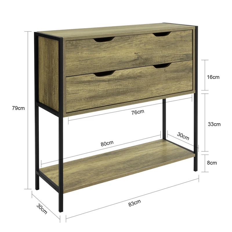 SoBuy FSB39-T Table Console Meuble d'entrée avec 2 tiroirs Buffet Placard à 2 Niveaux