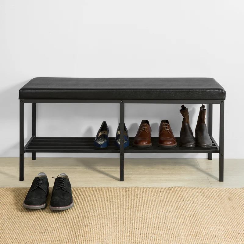 SoBuy FSR93-SCH Banc de Rangement à Chaussures Meuble avec Assise Tabouret en Similicuir