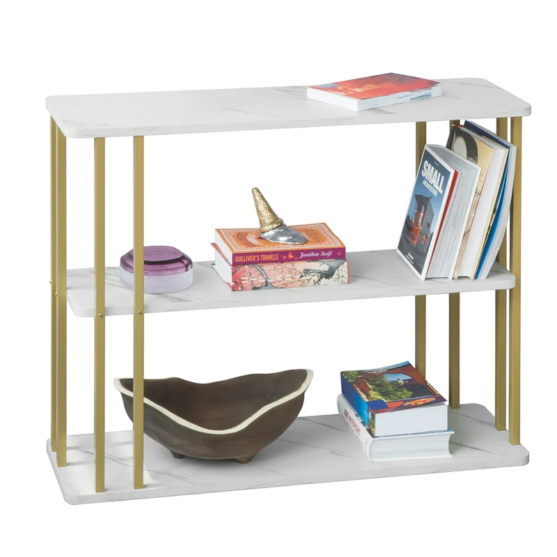SoBuy FBT96-G Bout de Canapé de Rectangle Table d’Appoint Marbre Cadre et Pieds en Fer