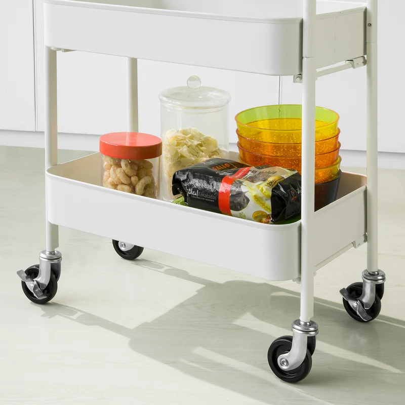 SoBuy SVW11-W Chariot de Rangement à 3 Niveaux Mobile à 3 Etagères en Métal
