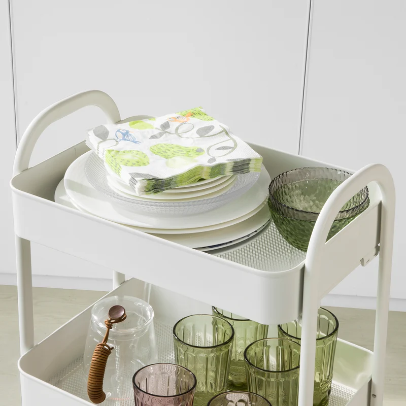 SoBuy SVW11-W Chariot de Rangement à 3 Niveaux Mobile à 3 Etagères en Métal