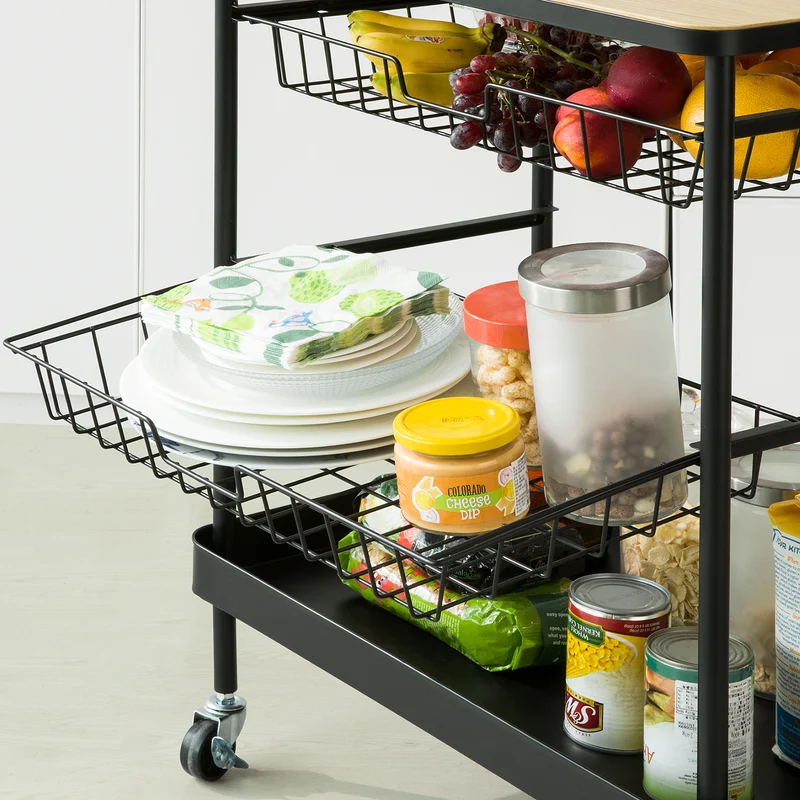 SoBuy SVW09-SCH Chariot de Rangement à l'île de Cuisine Desserte à roulettes avec Plateau Repas Amovible