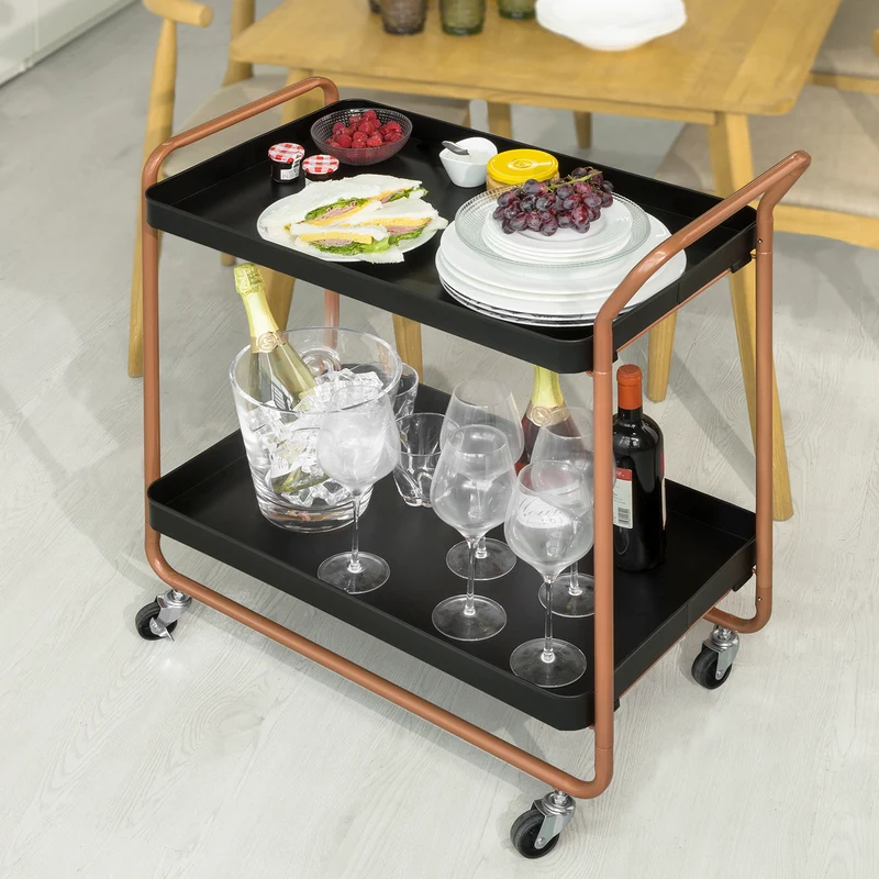 SoBuy SVW08-SCH Chariot de Bar Desserte sur Roulettes Chariot de Service Cuisine en Métal