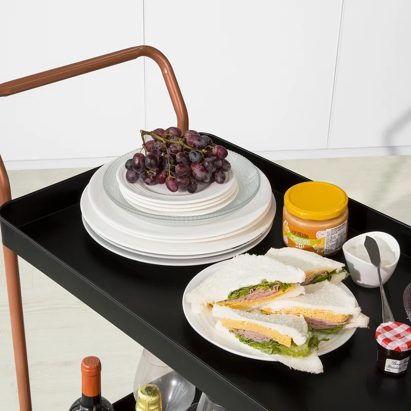 SoBuy SVW08-SCH Chariot de Bar Desserte sur Roulettes Chariot de Service Cuisine en Métal