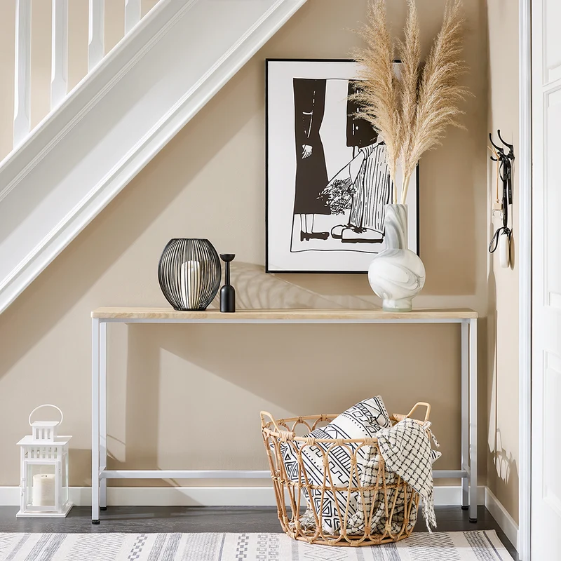 SoBuy FSB19-Z Console Entrée Meuble Couloir Étagère Arrière Canapé – Structure Métal Robuste, Design Moderne Ultra Fin – Idéal pour Salon, Chambre, Entrée – 120x20x65cm
