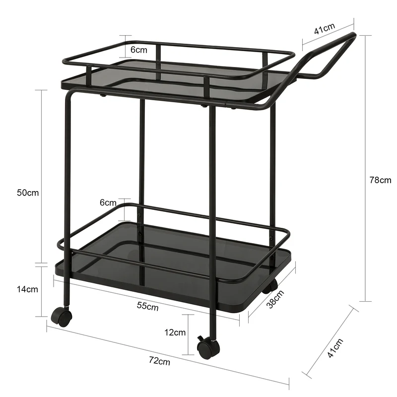 SoBuy SVW14-Sch Chariot de Bar Desserte sur Roulettes Chariot de Service Cuisine Structure en Métal
