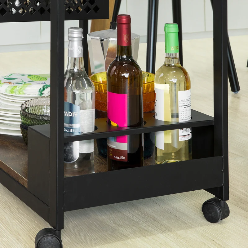 SoBuy SVW07-SCH Chariot de Bar Desserte à roulettes Chariot de Service Cuisine Commode Roulant