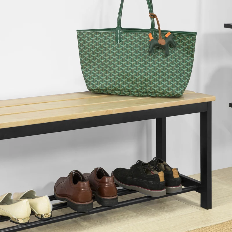 SoBuy FSR85-N Banc à Chaussures Assise 2 Personnes Meuble d'Entrée Étagère à Chaussures
