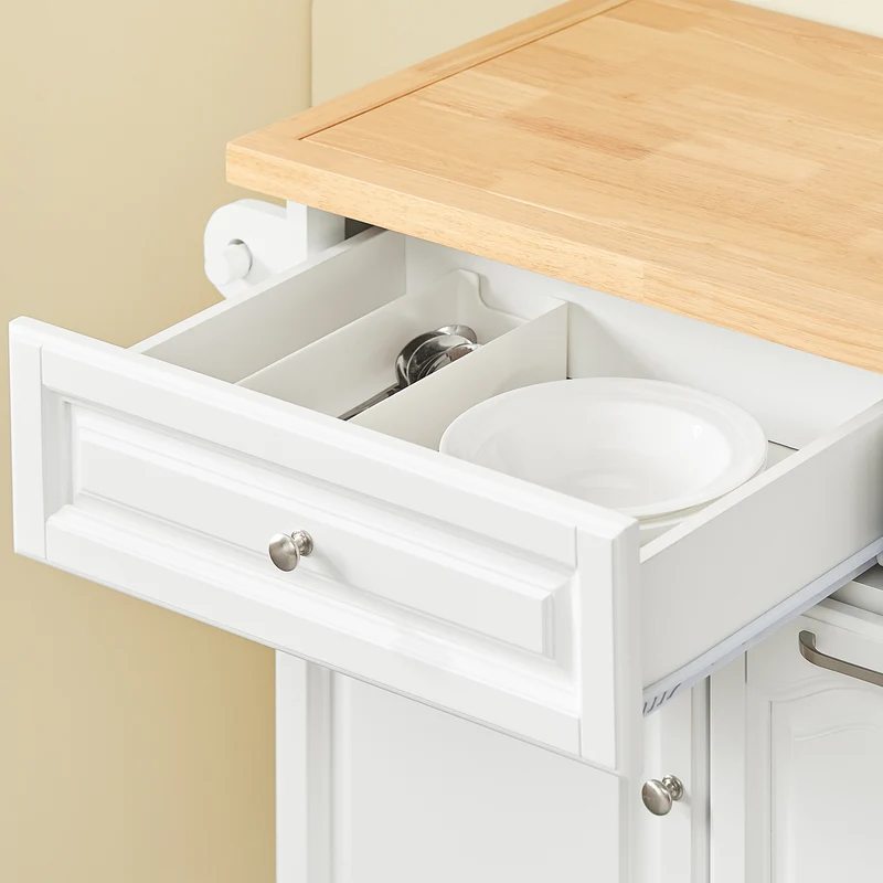 SoBuy FKW100-WN Desserte Roulante Meuble de Rangement à roulettes Chariot de Service Buffet Commode Bahut en Bois