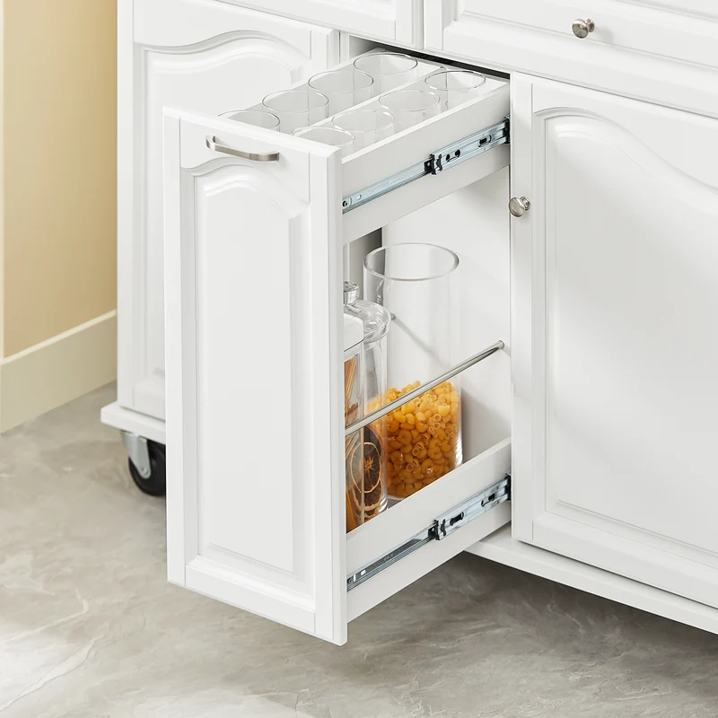 SoBuy FKW100-WN Desserte Roulante Meuble de Rangement à roulettes Chariot de Service Buffet Commode Bahut en Bois