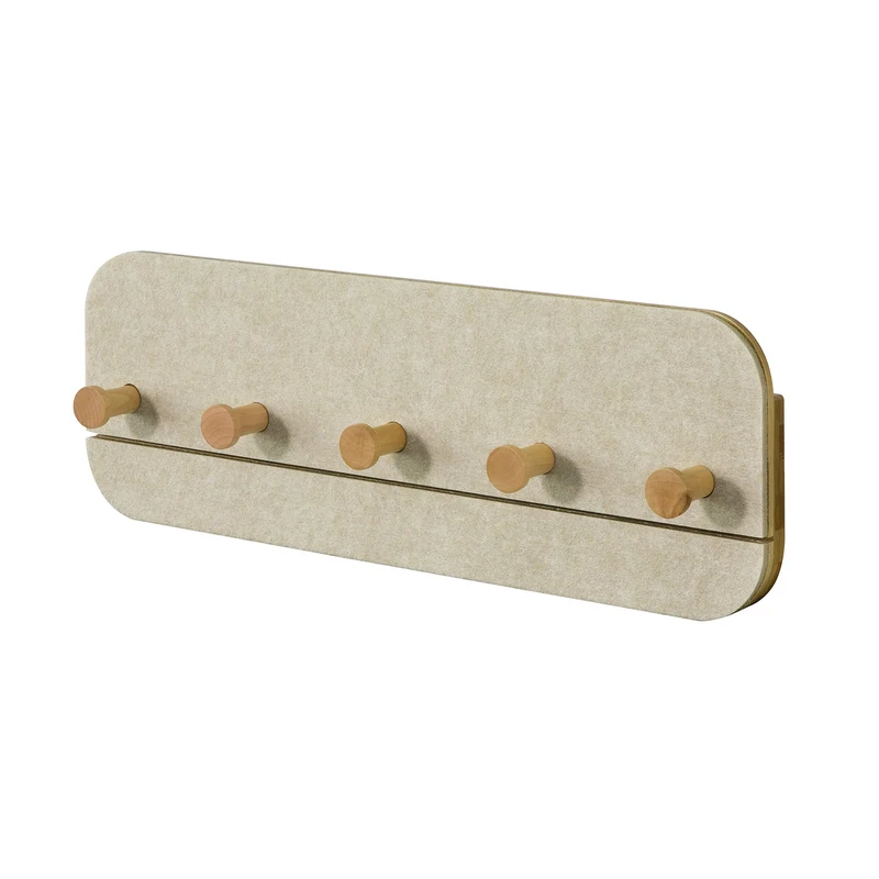 SoBuy FHK16-MI Porte-Manteau Mural Porte-Serviette Penderie Patère Murale avec 5 Crochets en Bambou et Feutre pour Vestibule, Entrée