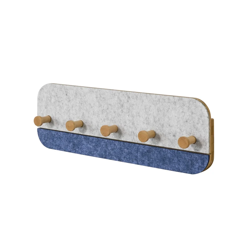 SoBuy FHK16-B Porte-Manteau Mural Porte-Serviette Penderie Patère Murale avec 5 Crochets en Bambou et Feutre pour Vestibule, Entrée