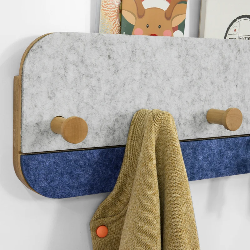 SoBuy FHK16-B Porte-Manteau Mural Porte-Serviette Penderie Patère Murale avec 5 Crochets en Bambou et Feutre pour Vestibule, Entrée