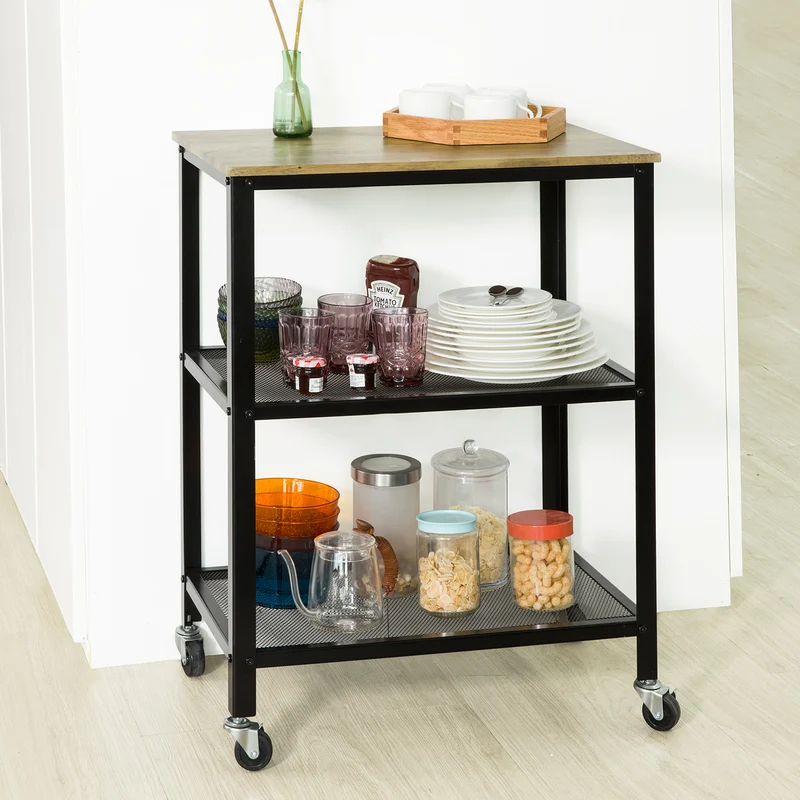 SoBuy SVW04-N Desserte Roulante Chariot de Service à 3 Niveaux Étagère de Rangement