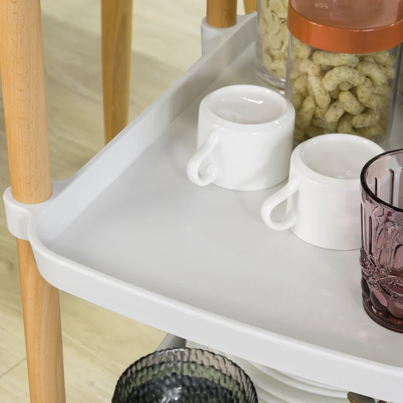 SoBuy SVW06-W Chariot de Service à 3 Niveaux Petit Desserte Chariot Roulant Étagère de Rangement avec Poignée pour Cuisine