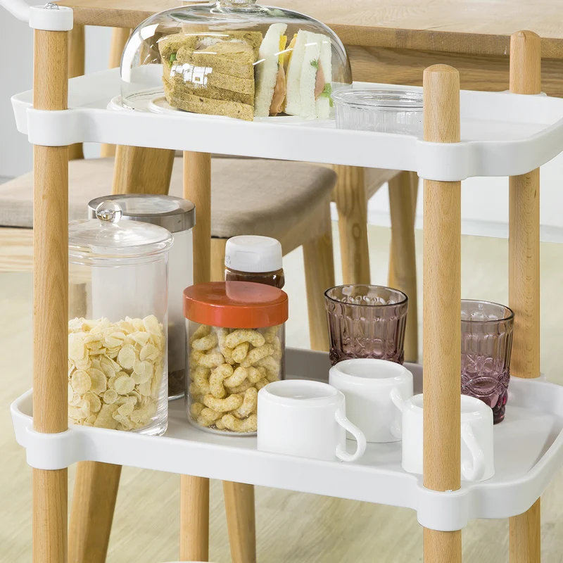 SoBuy SVW06-W Chariot de Service à 3 Niveaux Petit Desserte Chariot Roulant Étagère de Rangement avec Poignée pour Cuisine