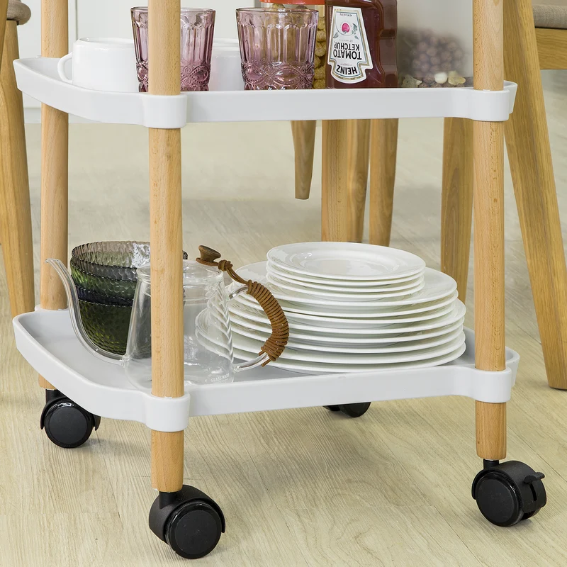 SoBuy SVW06-W Chariot de Service à 3 Niveaux Petit Desserte Chariot Roulant Étagère de Rangement avec Poignée pour Cuisine
