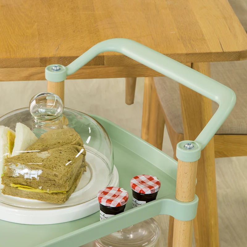 SoBuy SVW06-GR Chariot de Service à 3 Niveaux Petit Desserte Chariot Roulant Étagère de Rangement avec Poignée pour Cuisine
