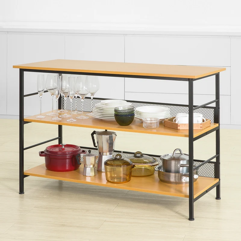 SoBuy FSB27-DN Table de Cuisine Meuble de Rangement Cuisine Buffet Table Console avec 2 étagères de Rangement