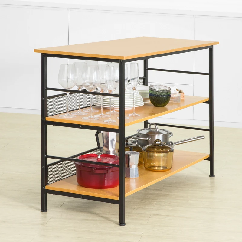 SoBuy FSB27-DN Table de Cuisine Meuble de Rangement Cuisine Buffet Table Console avec 2 étagères de Rangement