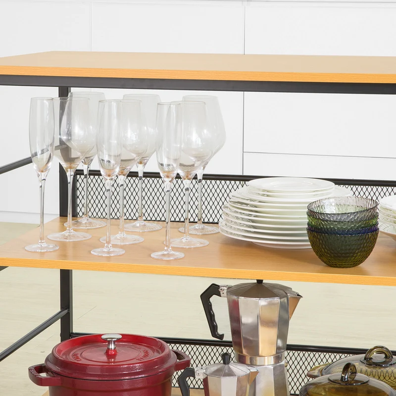 SoBuy FSB27-DN Table de Cuisine Meuble de Rangement Cuisine Buffet Table Console avec 2 étagères de Rangement