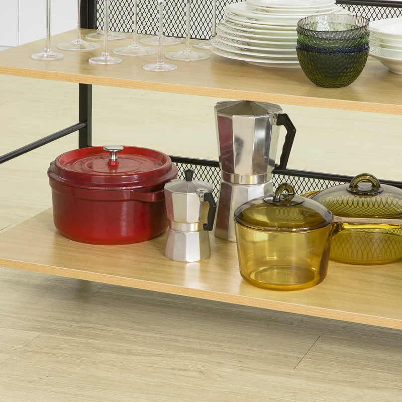 SoBuy FSB27-N Table de Cuisine Meuble de Rangement Cuisine Table Console Buffet avec 2 étagères de Rangement