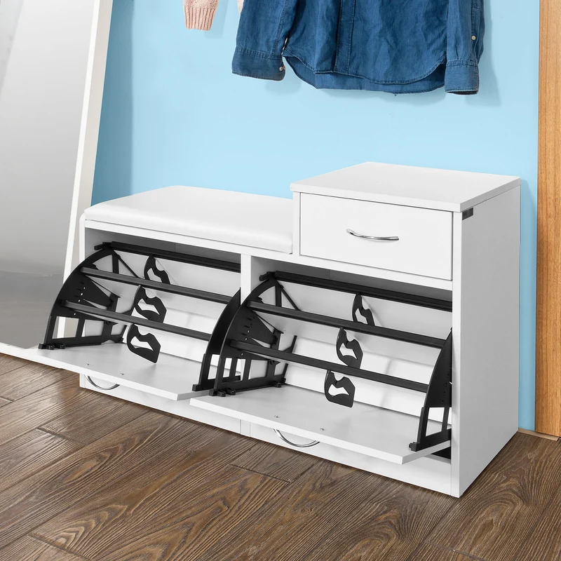 SoBuy FSR17-W Meuble d’entrée Banc Meuble à Chaussures