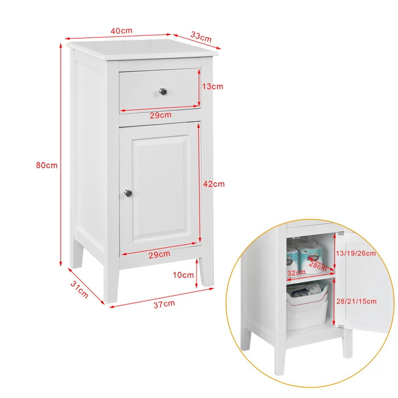 sebuyfr.comG206-W Table d’appoint Meuble Bas de Salle de Bain Armoire Toilette