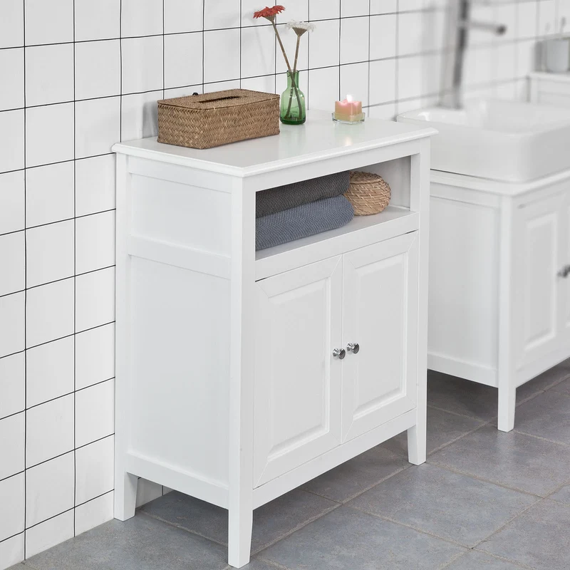 sebuyfr.comG204-W Meuble Bas de Salle de Bain Armoire Toilette Buffet commode – Blanc