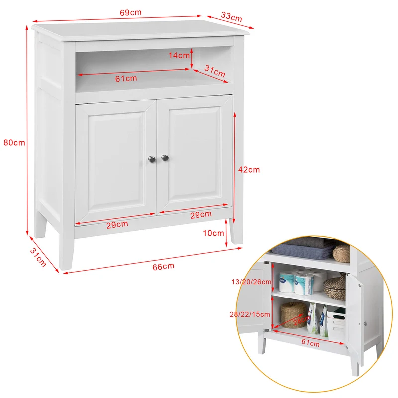 sebuyfr.comG204-W Meuble Bas de Salle de Bain Armoire Toilette Buffet commode – Blanc