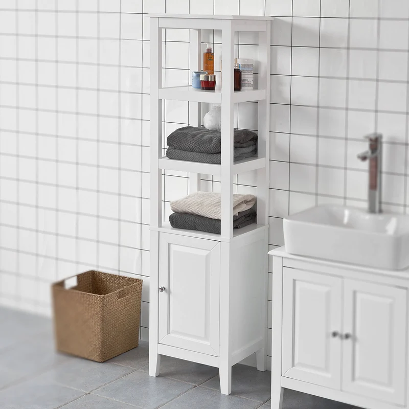sebuyfr.comG205-W Meuble Colonne de Salle de Bain Armoire Toilette haute – Blanc