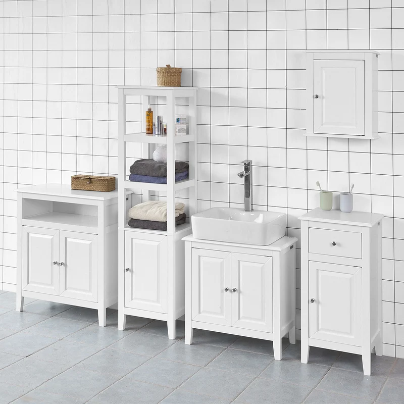 sebuyfr.comG205-W Meuble Colonne de Salle de Bain Armoire Toilette haute – Blanc