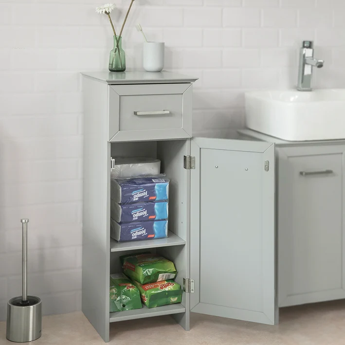 SoBuy BZR11-HG Meuble Colonne Meuble Bas de Salle de Bain Armoire Toilette