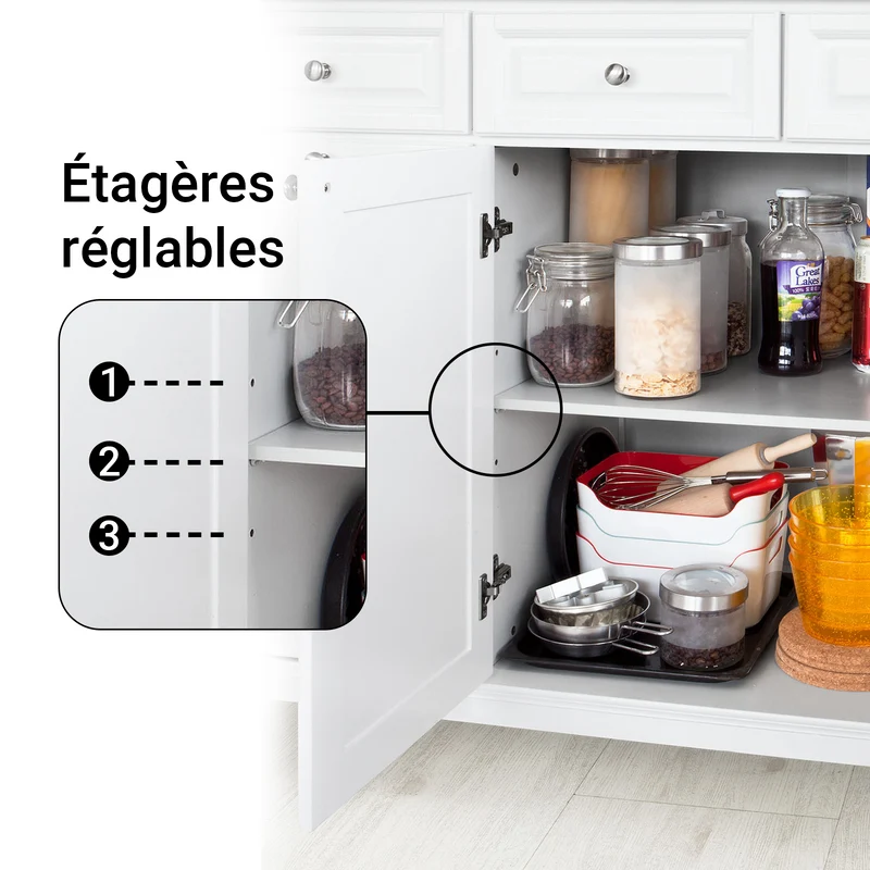 SoBuy FKW33-W Desserte de Cuisine à Roulettes XXL avec Plan de Travail INOX, 3 Tiroirs et Système de Tri des Déchets, Charge 50 kg – 133x48x95 cm, Blanc